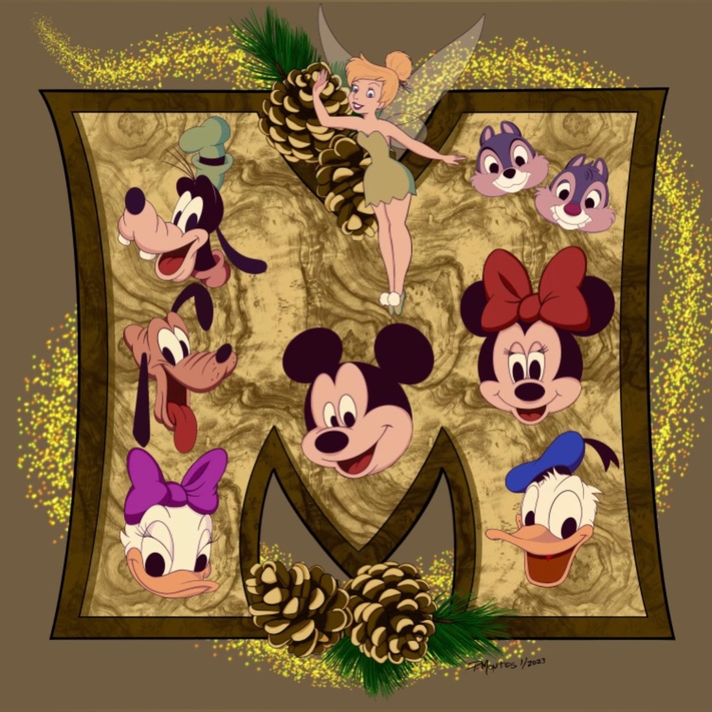 Your Initial in Disney 10x10 On Good Quality Acid Free Paper
